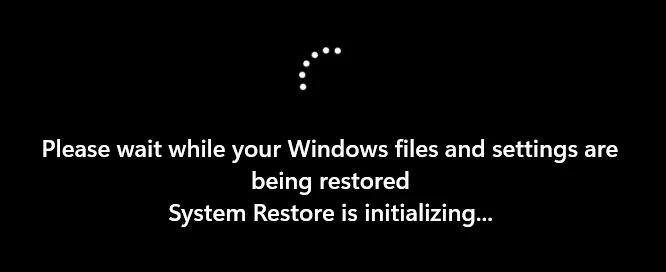 windows files and settings are being restored