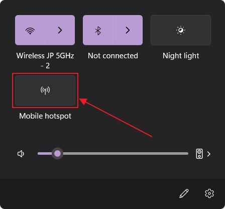 windows quick settings mobile hotspot