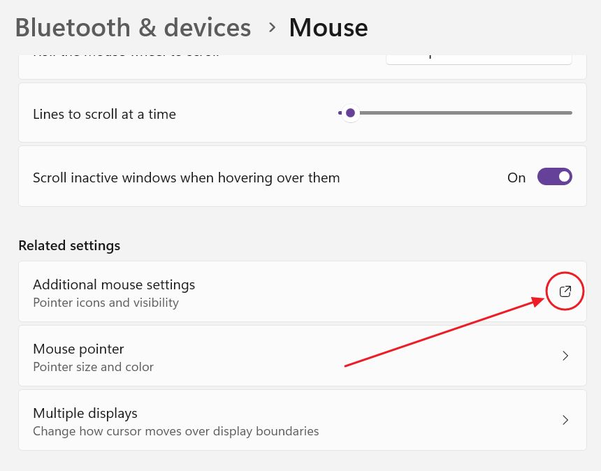 additional mouse settings