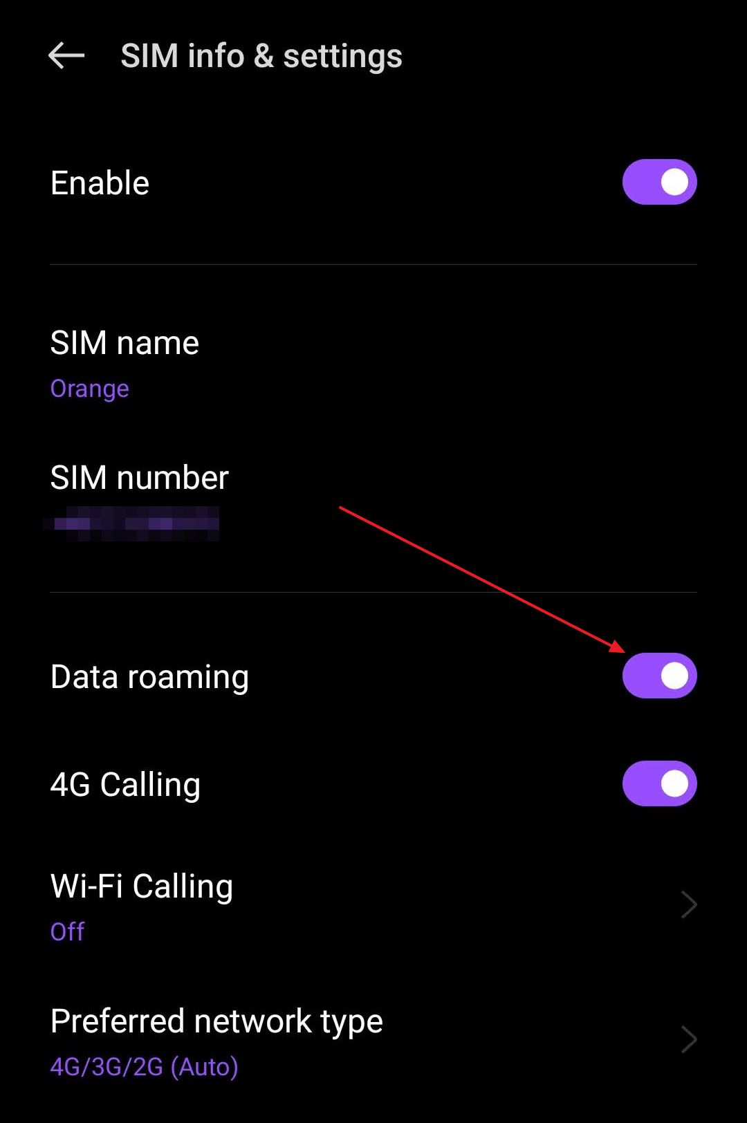 android data roaming turn on or off toggle