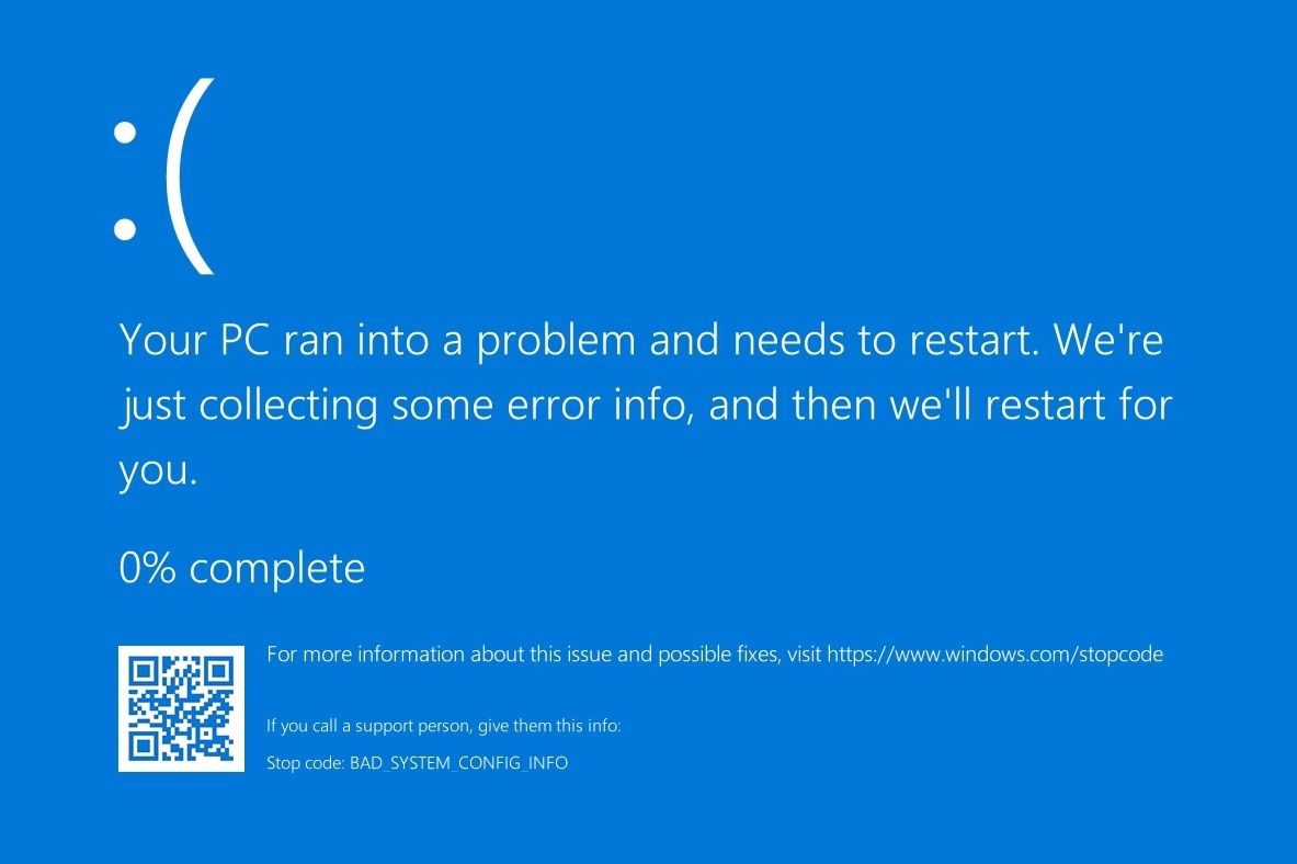 bad system config info blue screen windows 7