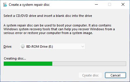 creating system repair disc