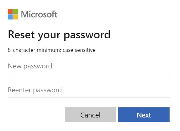 microsoft acccount reset your password