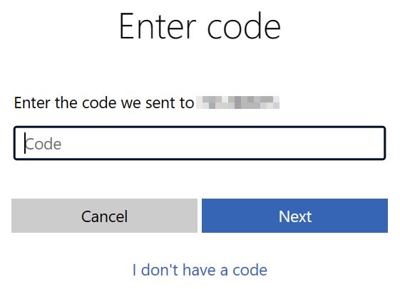 microsoft account add phone number confirm code