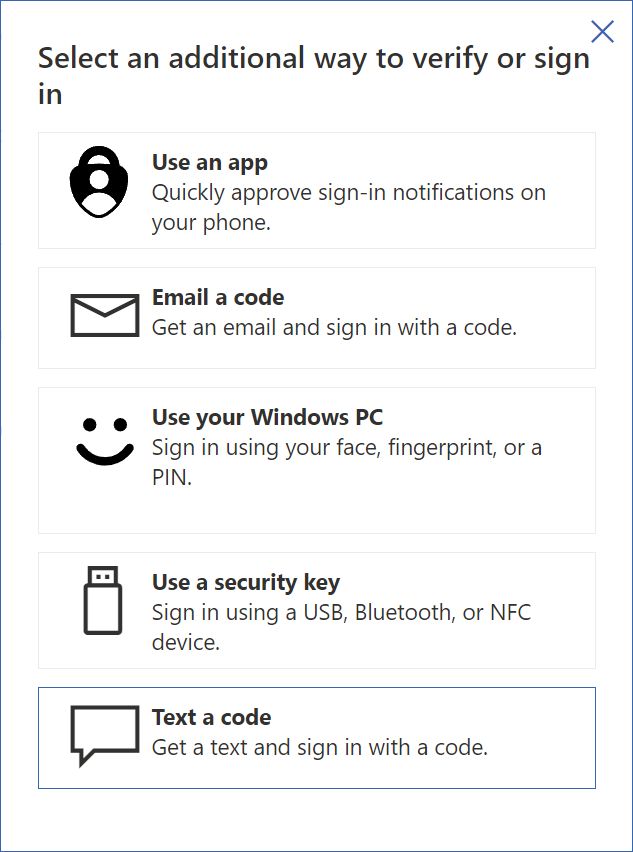 microsoft account additional ways to verify of sign in