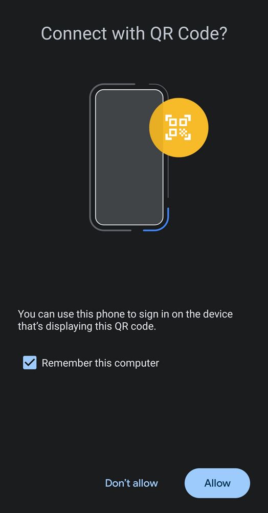 microsoft account android phone connect with qr code
