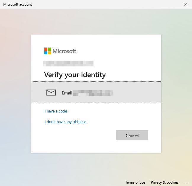 microsoft account at first login after password change