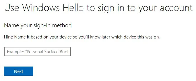 microsoft account name windows hello sign in