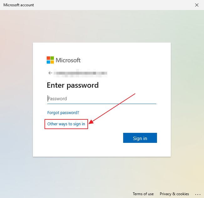 microsoft account other ways to sign in