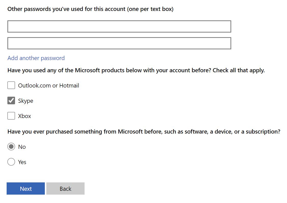 recupero account microsoft per 2