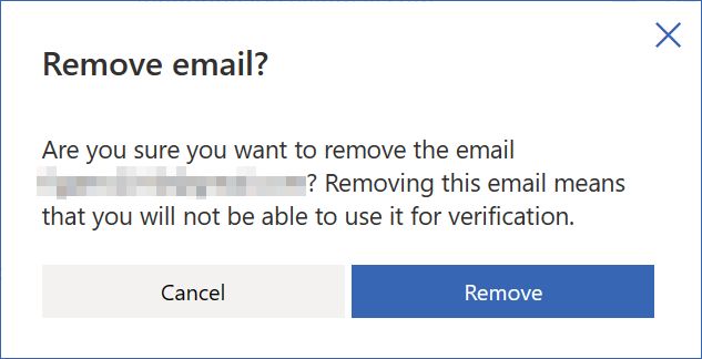 microsoft account remove alternate email sign in warning