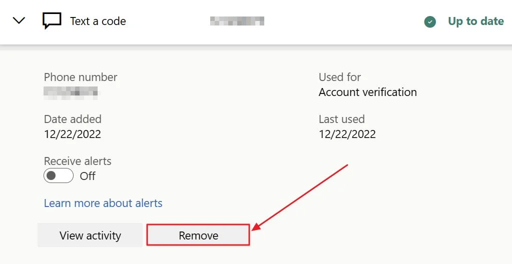 microsoft account remove alternate phone number text sign in