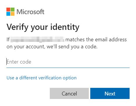 microsoft account verify your identity code
