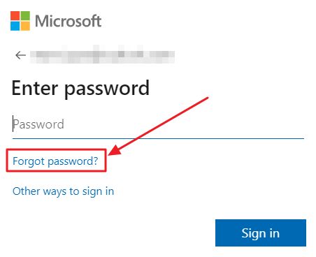 microsoft account website forgot password