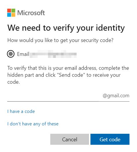 microsoft verify identity enter full email