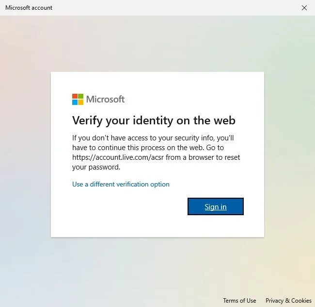 microsoft verify your identity on the web