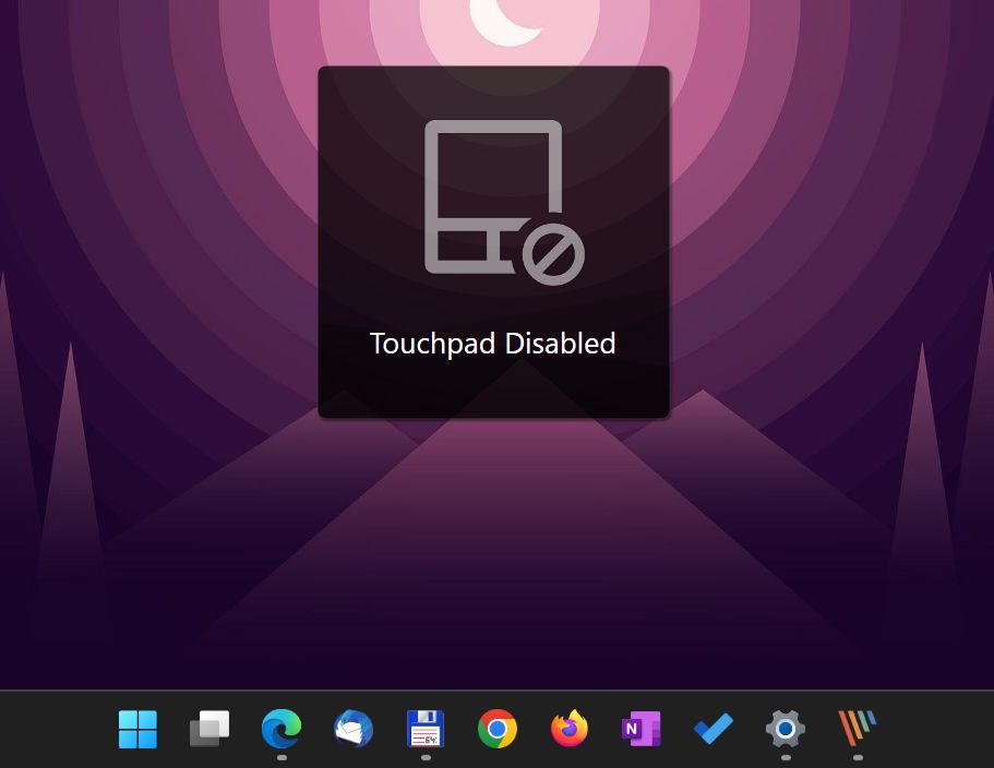 touchpad disabled overlay message