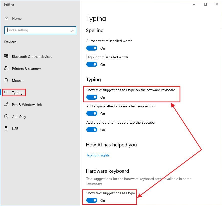 windows 10 affiche des suggestions de texte au fur et à mesure que je tape