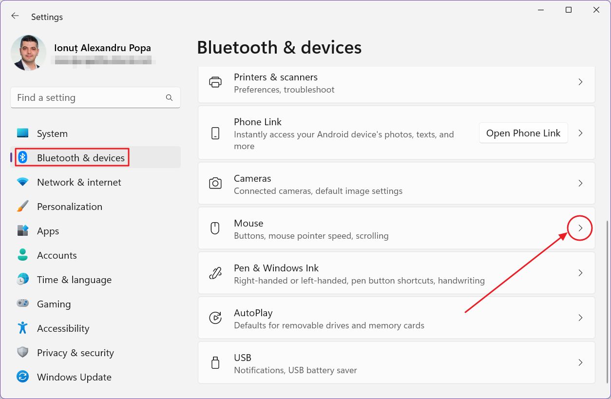 windows ajustes bluetooth y dispositivos ratón