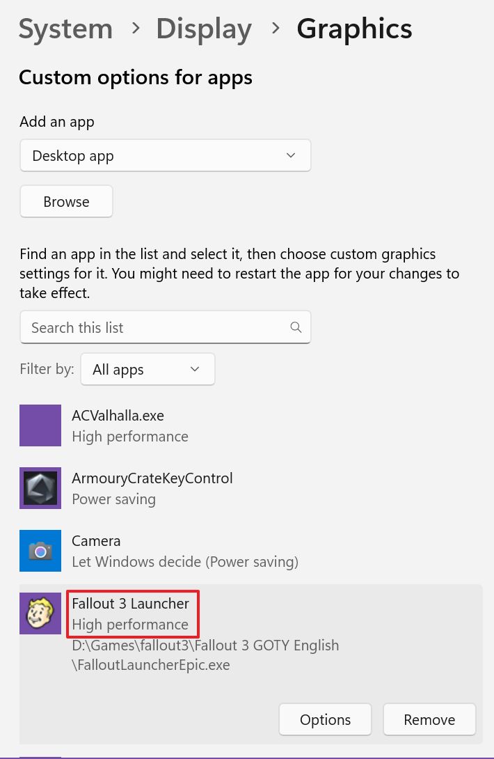 windows settings graphics preferences per app