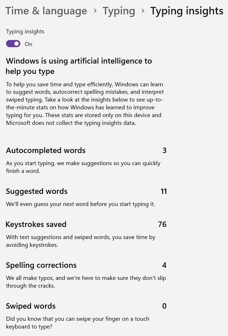 windows typing insights