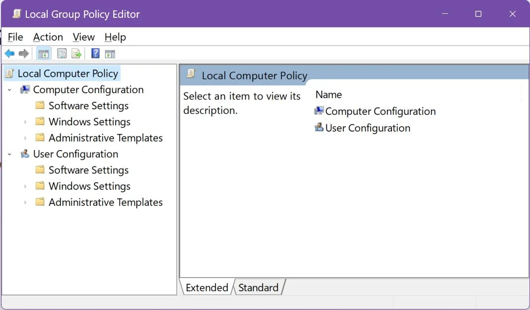 local group policy editor