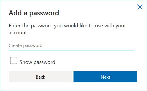 microsoft account add a password