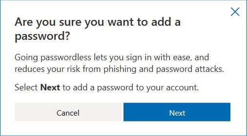 microsoft account are you sure you want to add a password