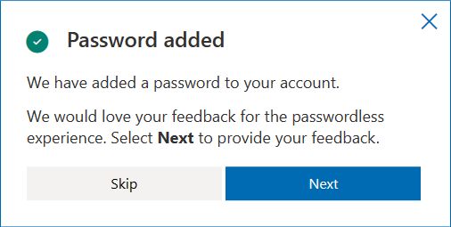 microsoft account password added