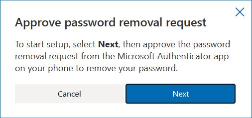 microsoft approve password removal request