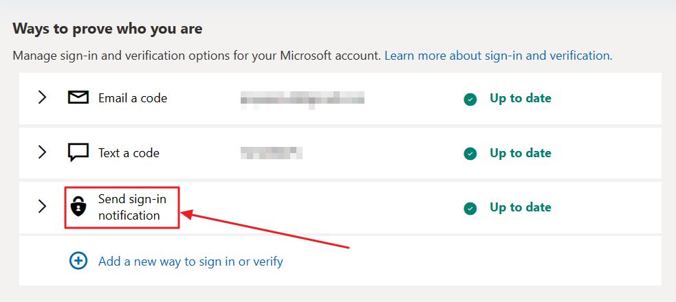 microsoft authenticator added to sign in options