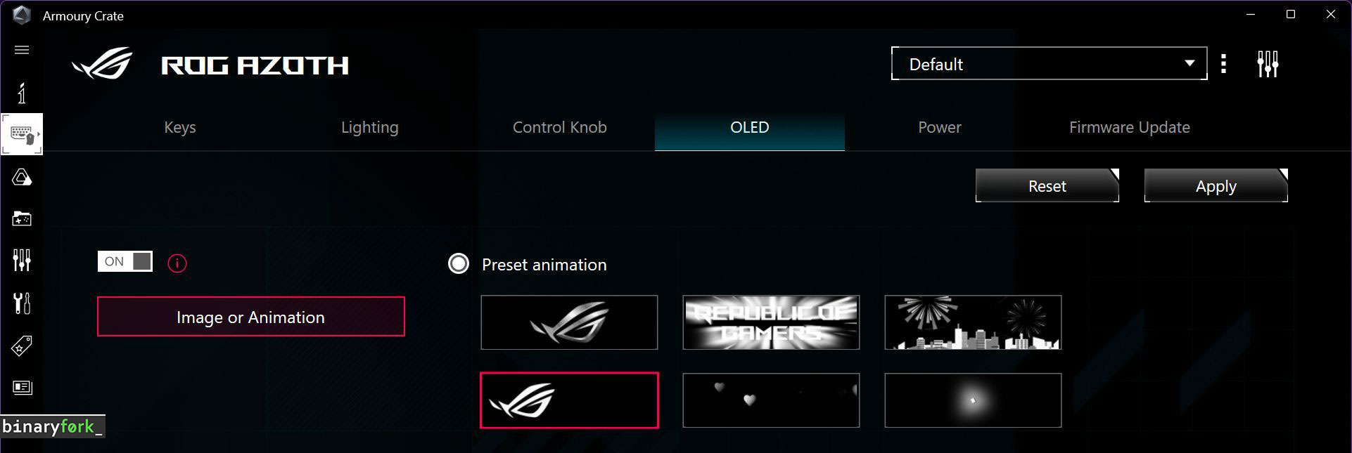 asus armoury crate rog azoth oled animation