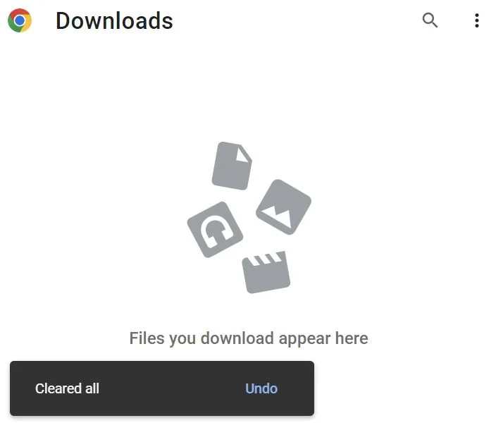 chrome downloads page cleared
