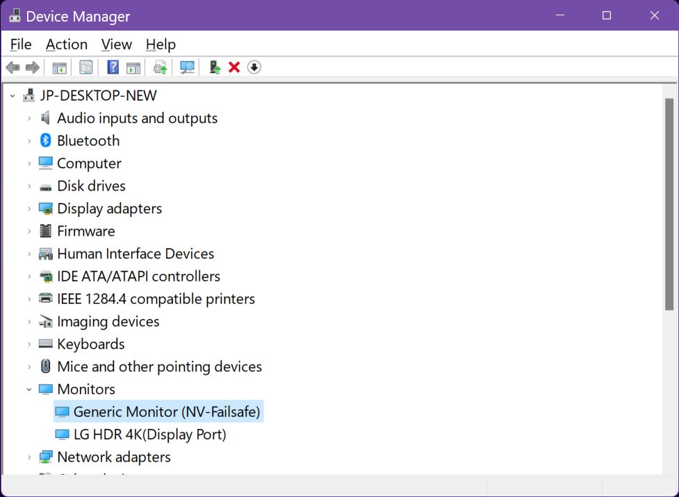 device manager nvidia nv failsafe