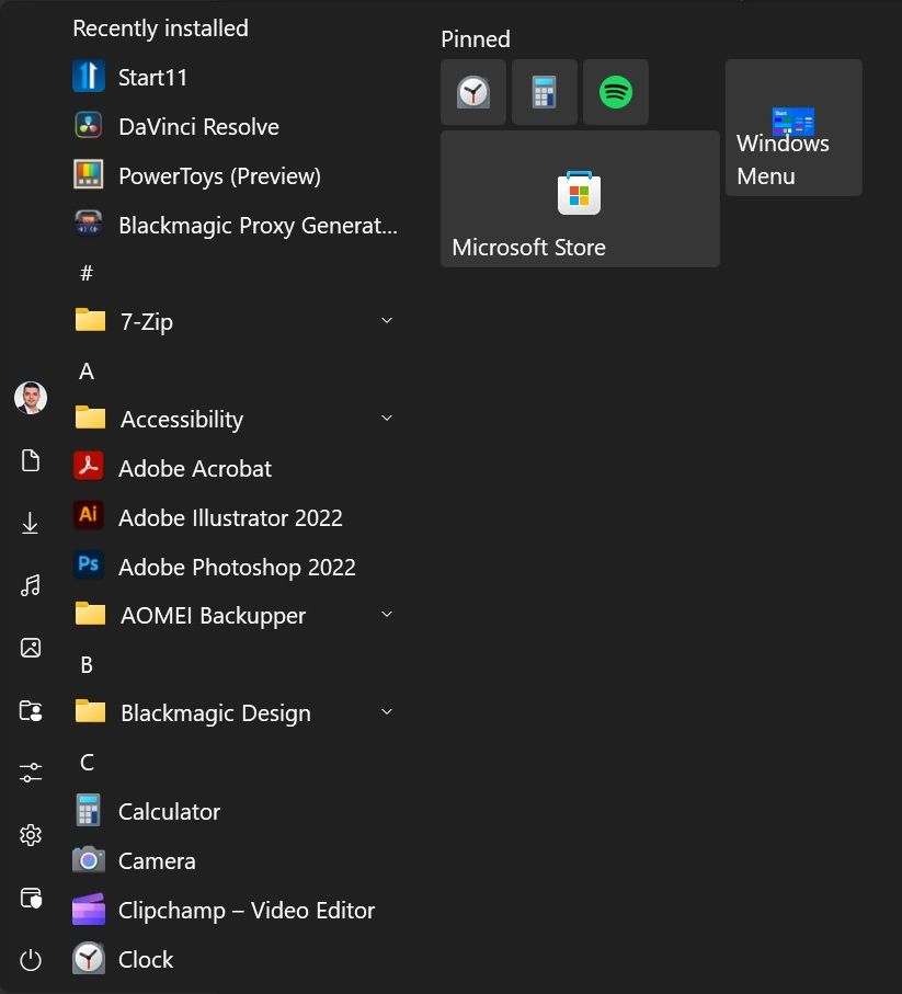 start11 windows 10 style start menu