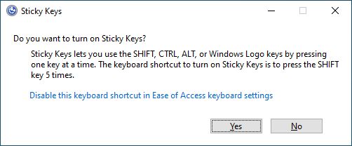 sticky keys popup windows 10