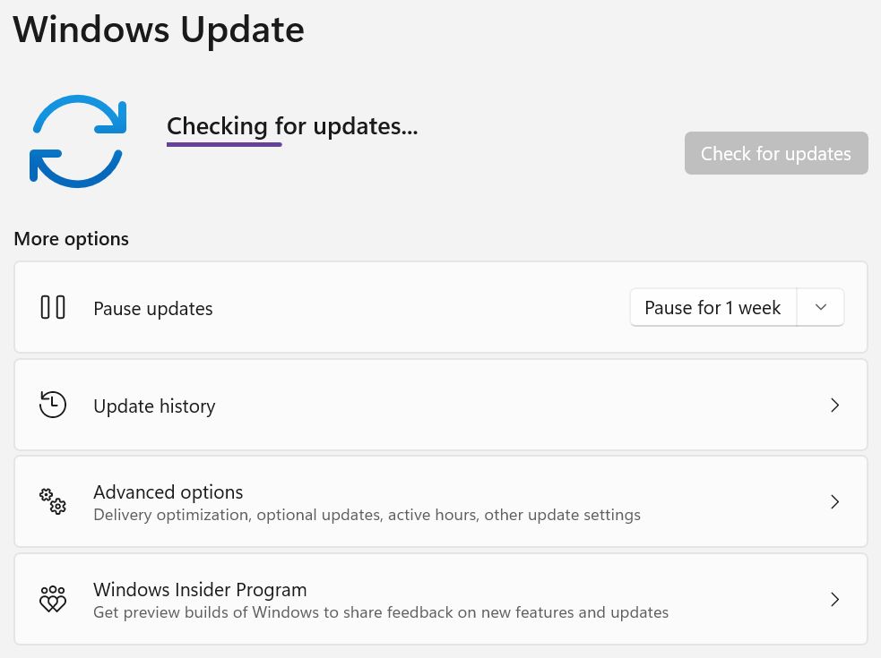 windows checking for updates