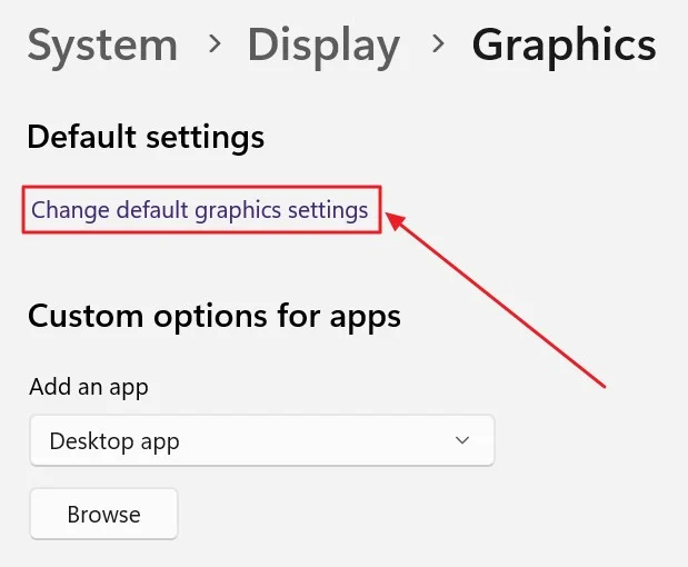 windows settings change default graphics settings