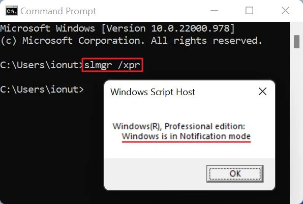 command prompt windows is in notification mode