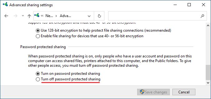 control panel change advanced sharing settings turn off password protected sharing