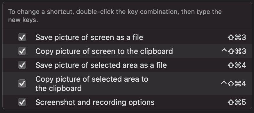 mac default screenshot shortcuts