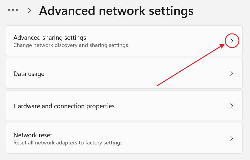 windows settings advanced sharing settings