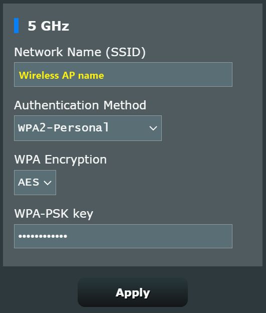 wireless access point SSID settings