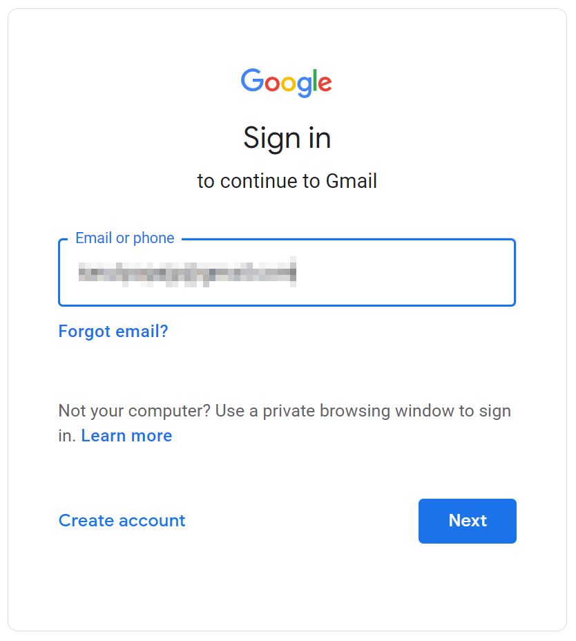 google account sign in email