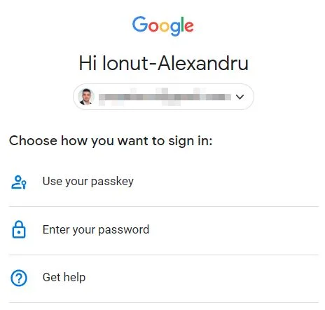 google account sign in options