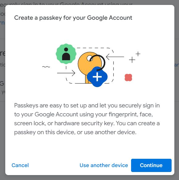 google create passkey for your account