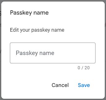 google rename passkey