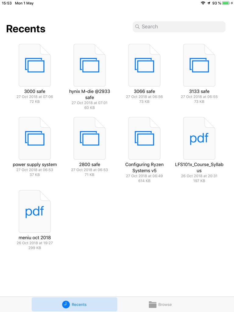 ipad files app browse recents