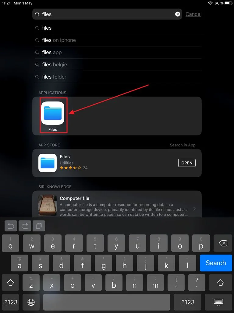 iPad 搜索文件应用程序