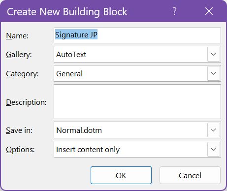 microsoft word create new building block